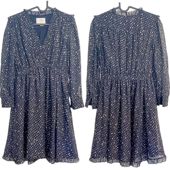 Kate Spade Night Sky Lurex Dot Mini Dress Silk - Picture 5 of 11